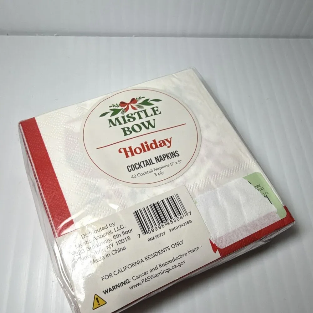 Mistle Bow 3-Ply Cocktail Paper Napkins 